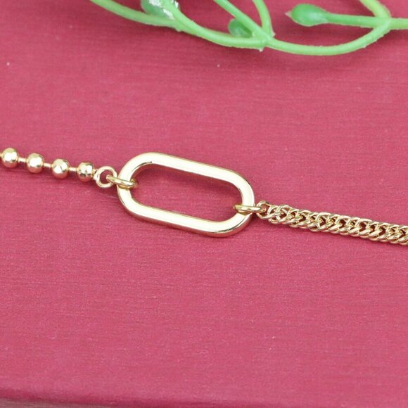 "Rose Gold Chain Bracelet with Oval Link Center, Elegant Finish, XPBL0996 - Picture 10 of 12